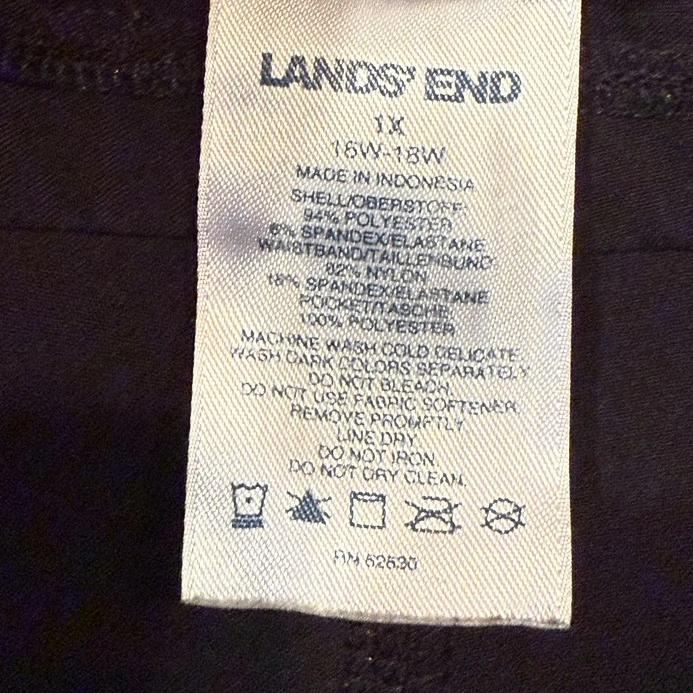 Lands End Womens Athleisure Pants High Rise Wide Leg Full Length Blk Pockets 1X‎ - Picture 12 of 12
